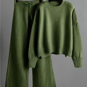 Green Knit Sweater and Pants Set